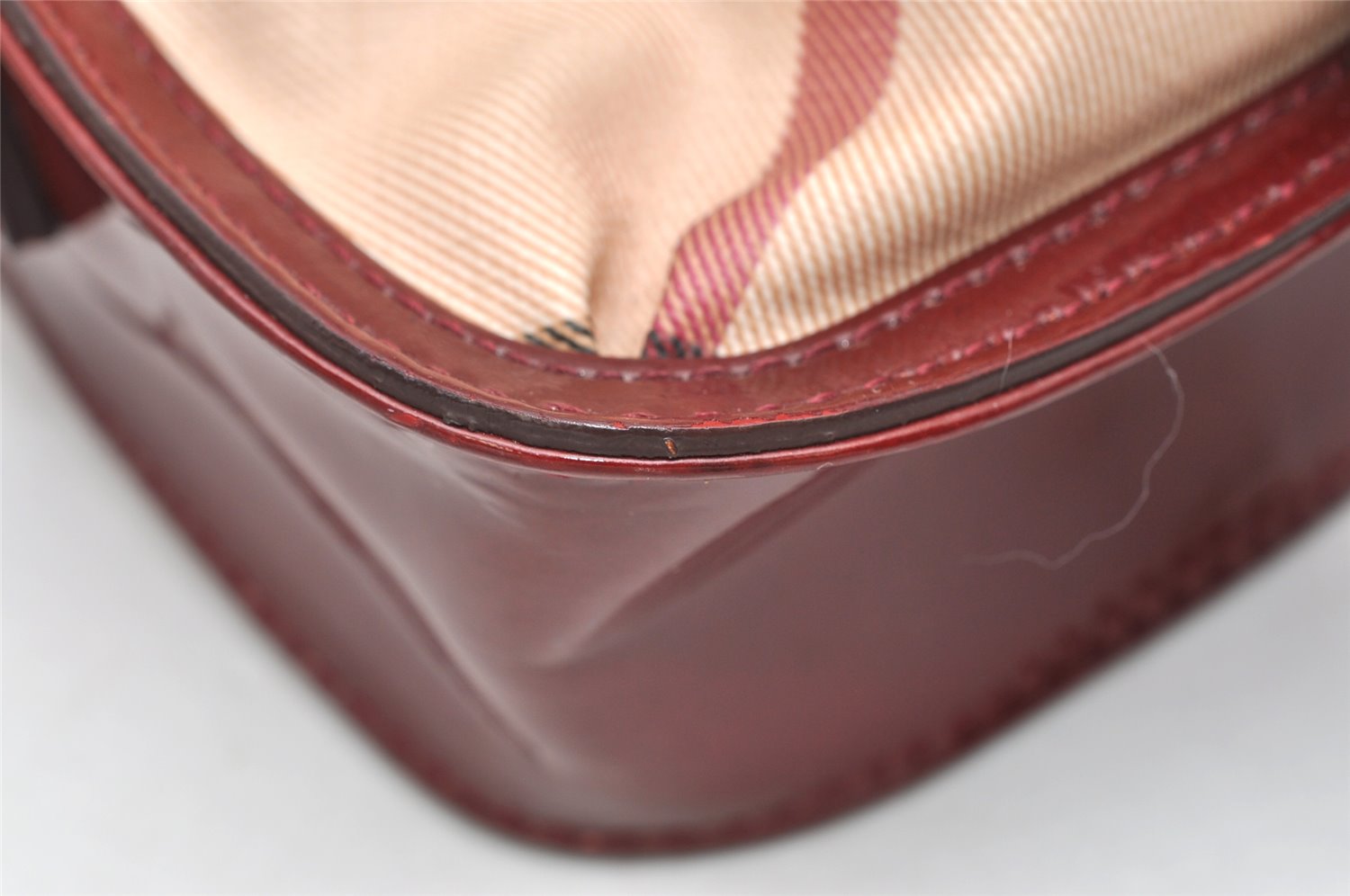 Authentic BURBERRY Nova Check Shoulder Cross Body Bag PVC Enamel Beige 3072K