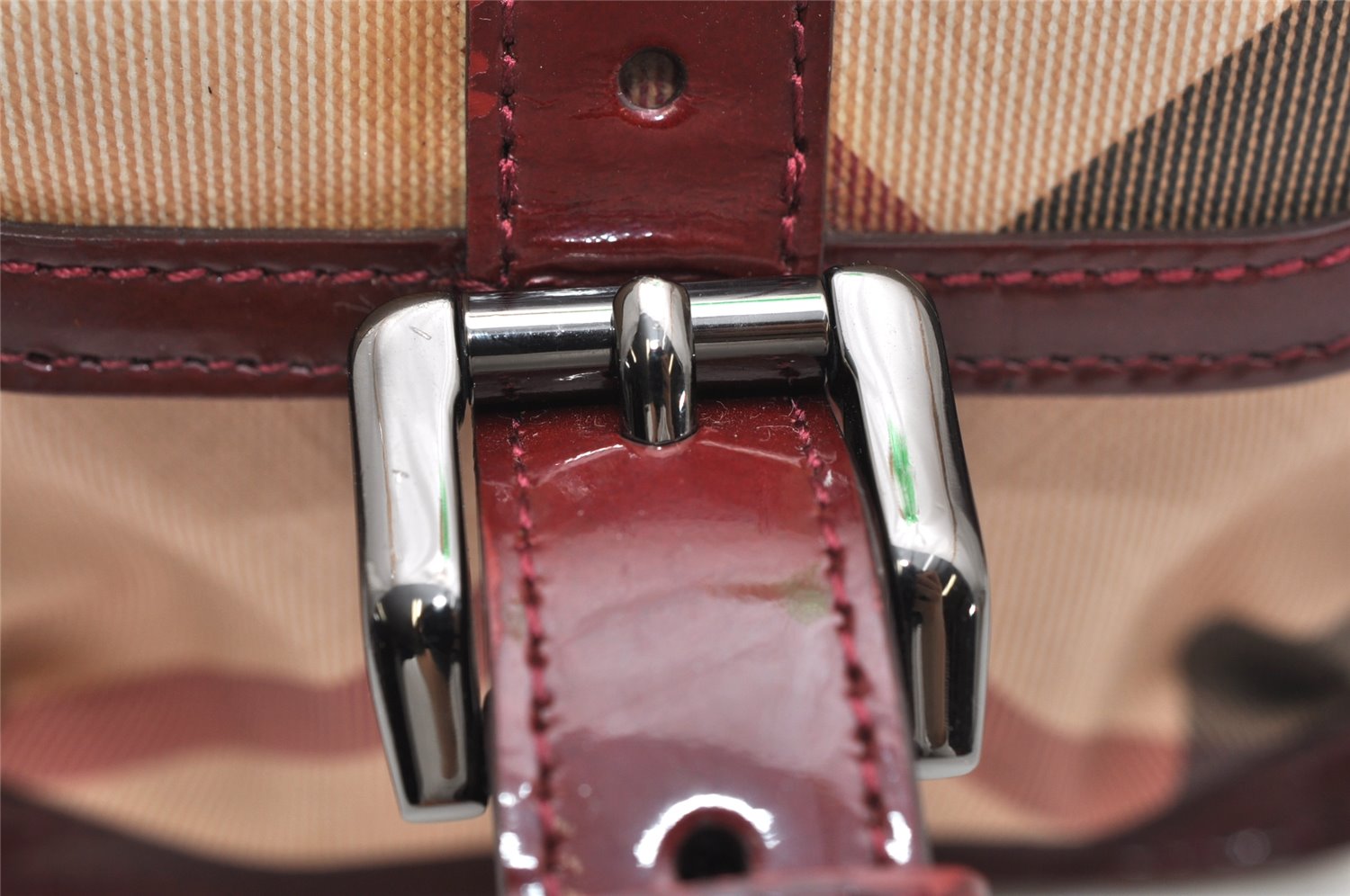 Authentic BURBERRY Nova Check Shoulder Cross Body Bag PVC Enamel Beige 3072K