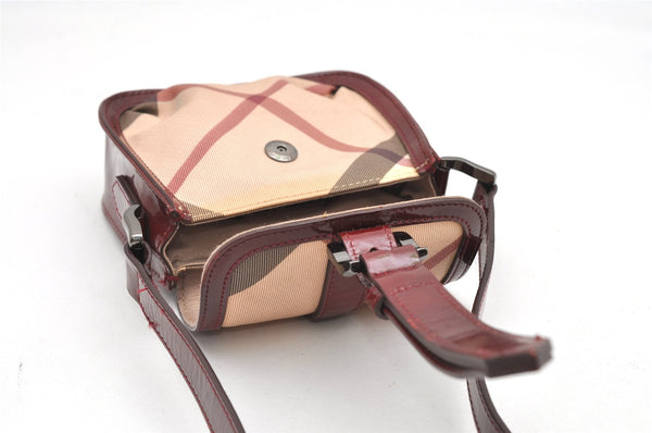 Authentic BURBERRY Nova Check Shoulder Cross Body Bag PVC Enamel Beige 3072K