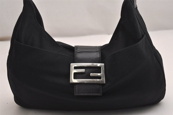 Authentic FENDI Vintage Shoulder Hand Bag Jersey Leather Black Junk 3073J