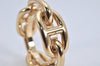 Authentic HERMES Scarf Ring Chaine d'Ancre Chain Design Gold Tone Box 3073K