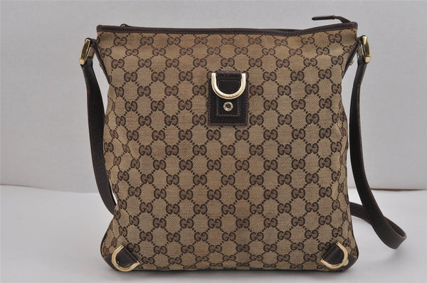 Authentic GUCCI Abbey Shoulder Cross Bag GG Canvas Leather 131326 Brown 3074J