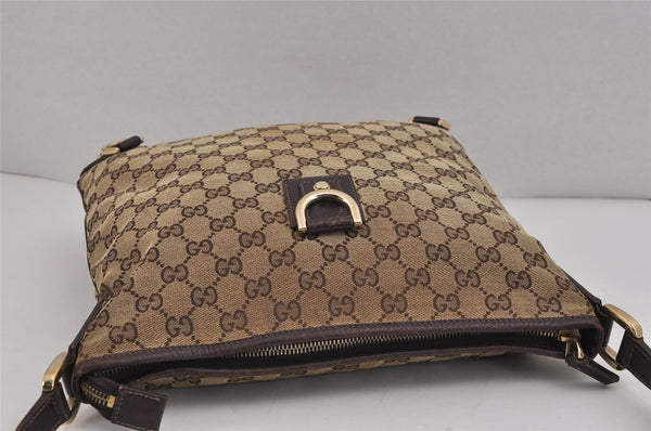 Authentic GUCCI Abbey Shoulder Cross Bag GG Canvas Leather 131326 Brown 3074J