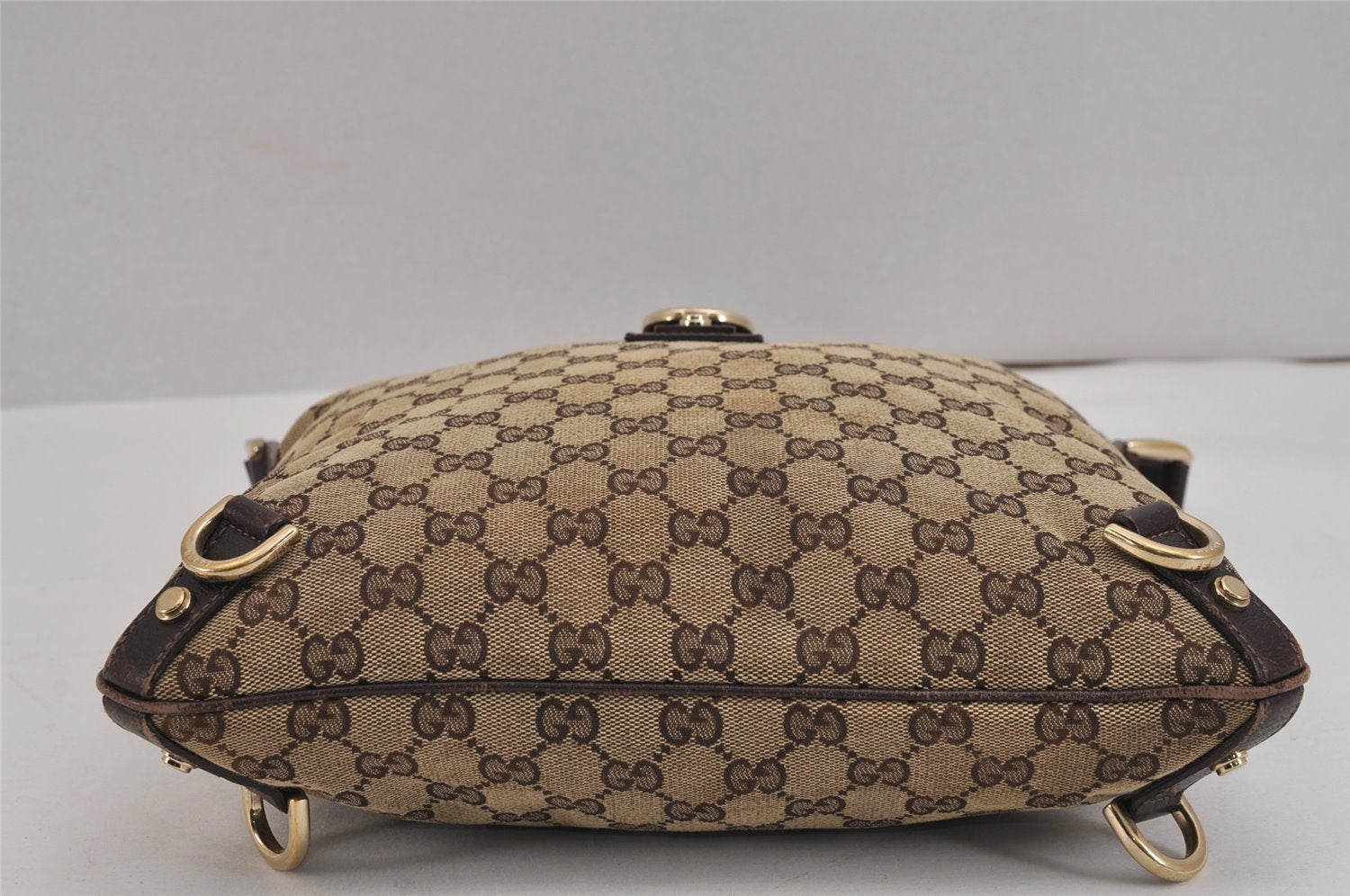 Authentic GUCCI Abbey Shoulder Cross Bag GG Canvas Leather 131326 Brown 3074J