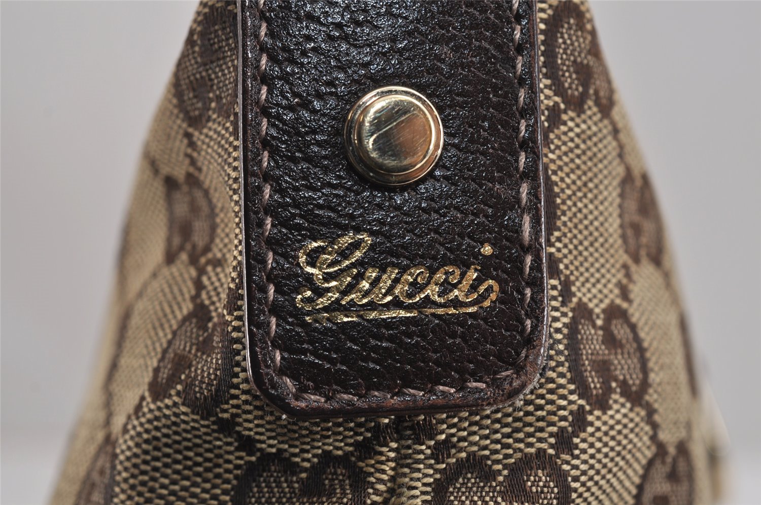 Authentic GUCCI Abbey Shoulder Cross Bag GG Canvas Leather 131326 Brown 3074J