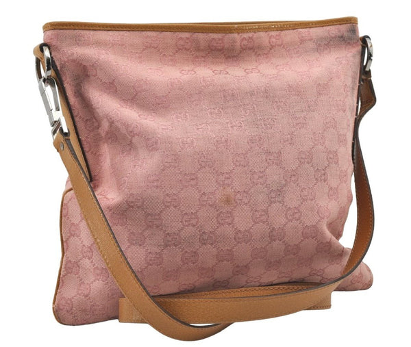 Authentic GUCCI Shoulder Cross Body Bag GG Canvas Leather 113013 Pink 3077J