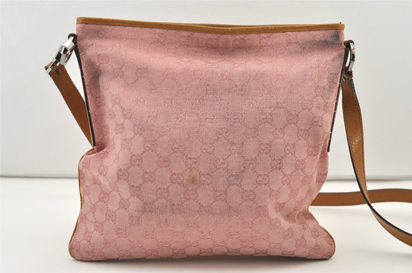 Authentic GUCCI Shoulder Cross Body Bag GG Canvas Leather 113013 Pink 3077J