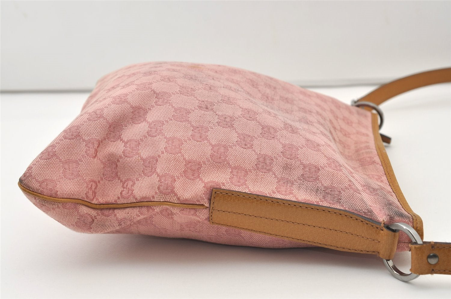 Authentic GUCCI Shoulder Cross Body Bag GG Canvas Leather 113013 Pink 3077J