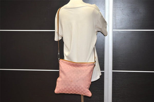 Authentic GUCCI Shoulder Cross Body Bag GG Canvas Leather 113013 Pink 3077J