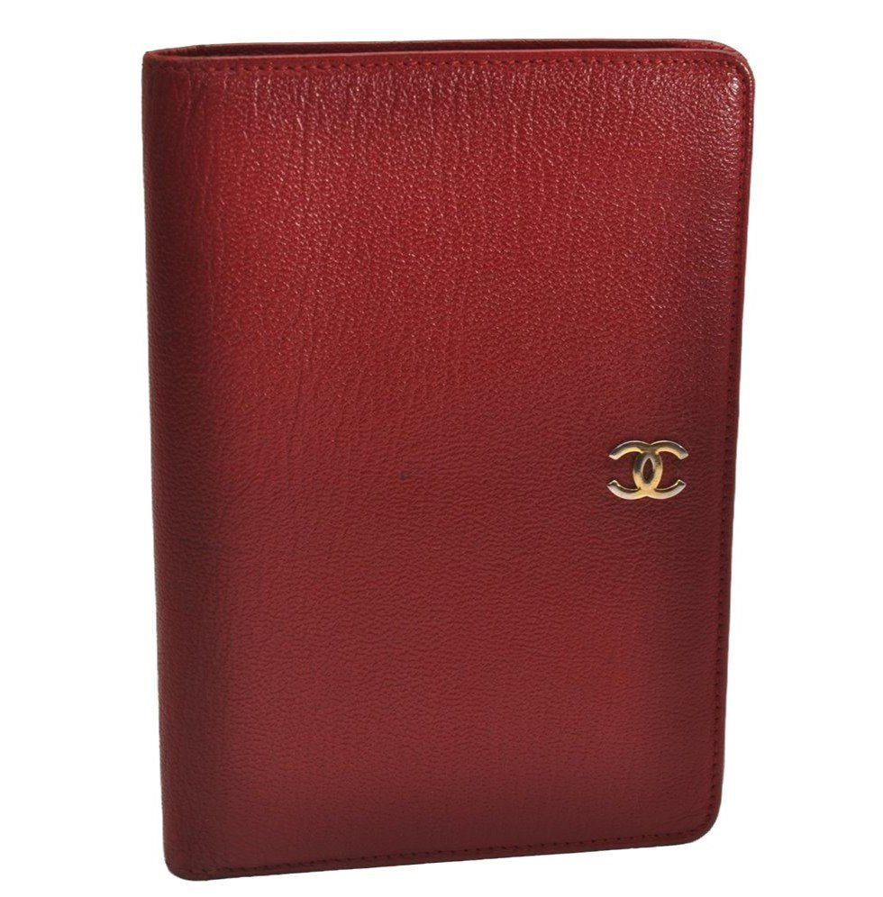 Authentic CHANEL Vintage Calf Skin Bifold Wallet Purse Red CC Logo 3078J