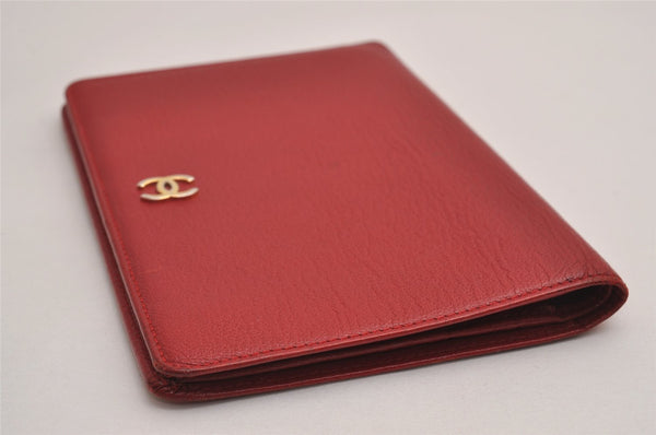 Authentic CHANEL Vintage Calf Skin Bifold Wallet Purse Red CC Logo 3078J