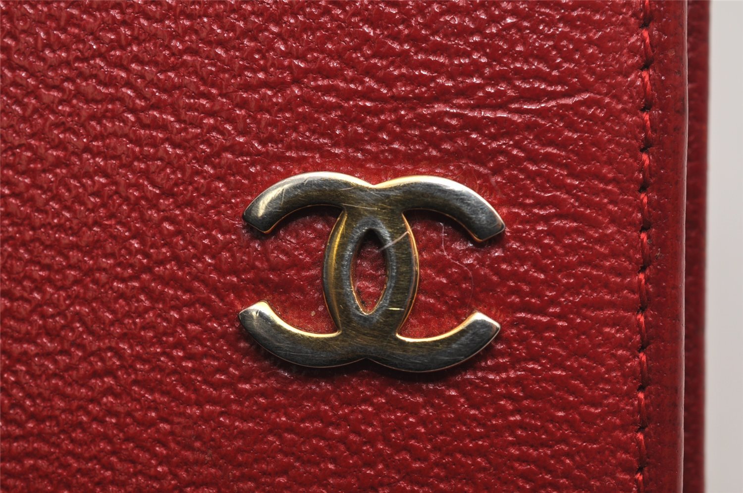 Authentic CHANEL Vintage Calf Skin Bifold Wallet Purse Red CC Logo 3078J