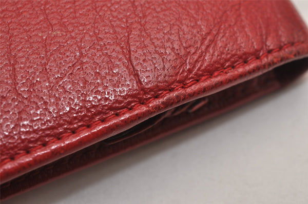 Authentic CHANEL Vintage Calf Skin Bifold Wallet Purse Red CC Logo 3078J