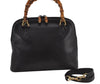 Authentic GUCCI Bamboo 2way Hand Shoulder Crossbody Bag Leather Black Junk 3082J