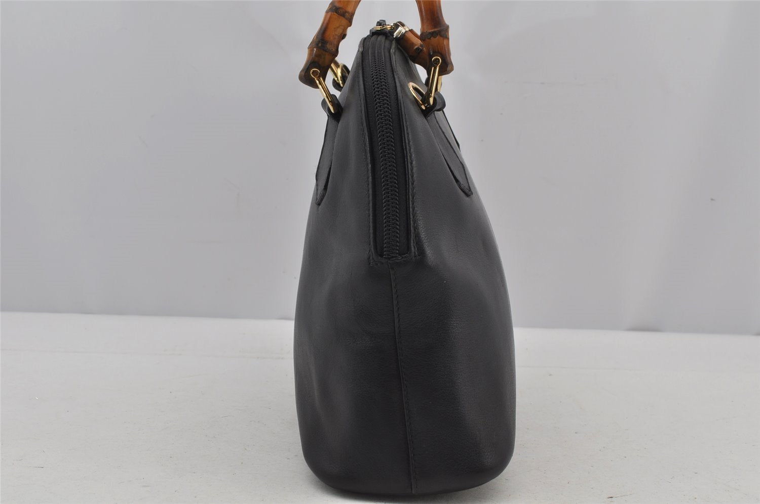 Authentic GUCCI Bamboo 2way Hand Shoulder Crossbody Bag Leather Black Junk 3082J