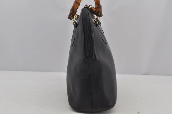 Authentic GUCCI Bamboo 2way Hand Shoulder Crossbody Bag Leather Black Junk 3082J