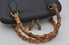 Authentic GUCCI Bamboo 2way Hand Shoulder Crossbody Bag Leather Black Junk 3082J