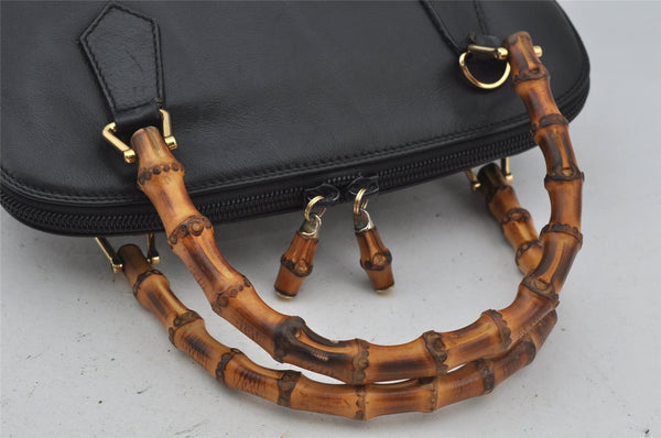 Authentic GUCCI Bamboo 2way Hand Shoulder Crossbody Bag Leather Black Junk 3082J