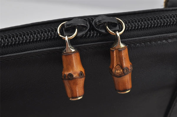 Authentic GUCCI Bamboo 2way Hand Shoulder Crossbody Bag Leather Black Junk 3082J