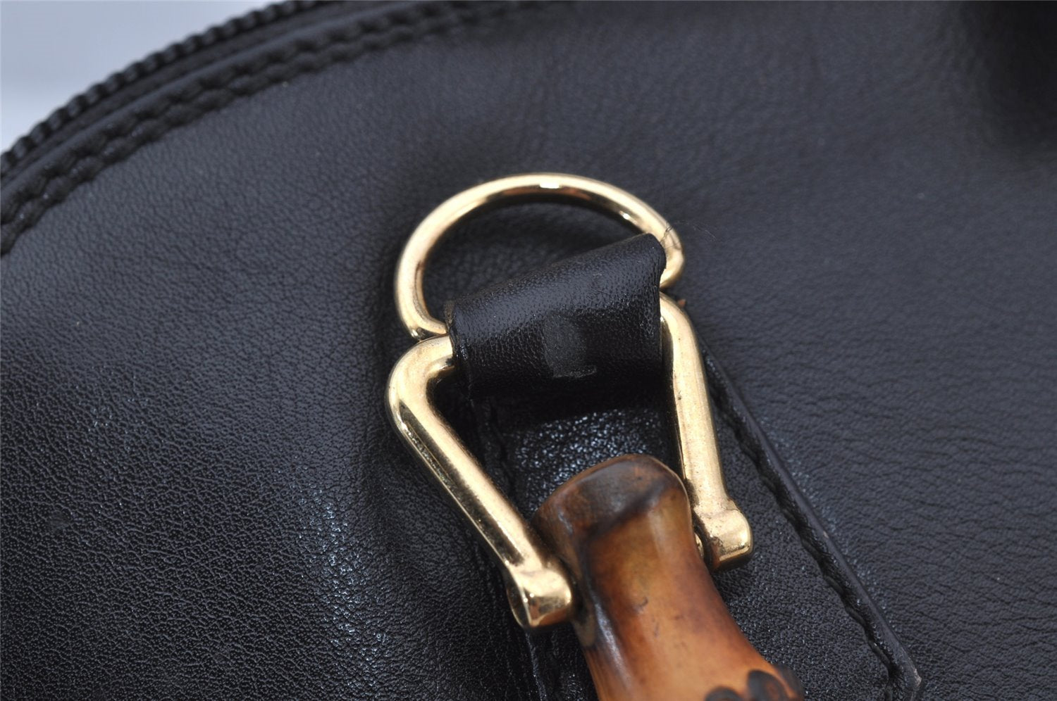 Authentic GUCCI Bamboo 2way Hand Shoulder Crossbody Bag Leather Black Junk 3082J