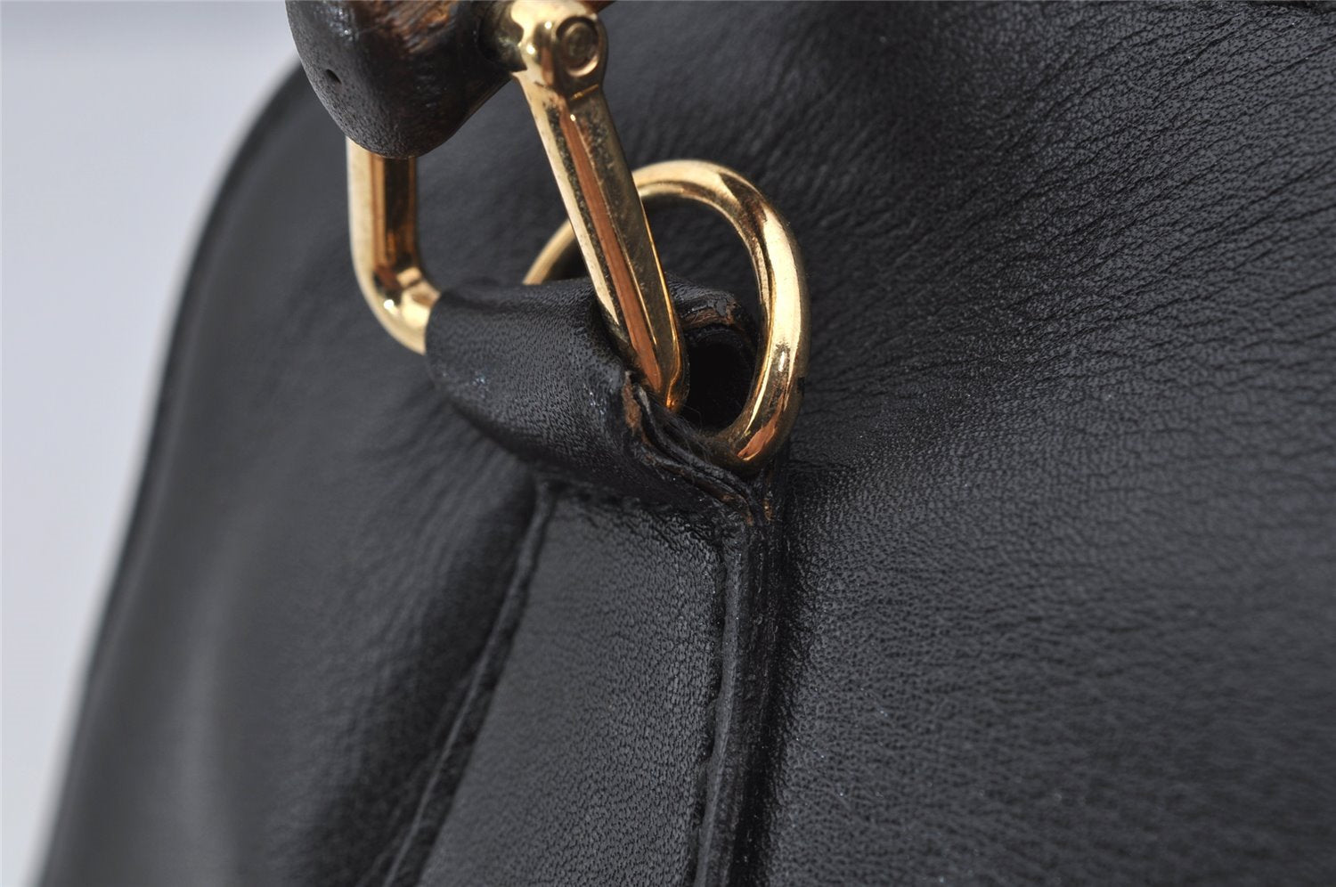 Authentic GUCCI Bamboo 2way Hand Shoulder Crossbody Bag Leather Black Junk 3082J