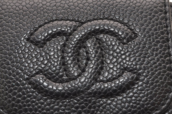 Authentic CHANEL Caviar Skin Cigarette Case Pouch Purse CC Logo Black 3083J