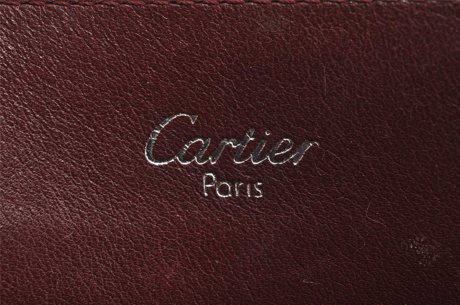 Authentic Cartier Cabochon Shoulder Tote Bag Purse Leather Bordeaux Red 3092I