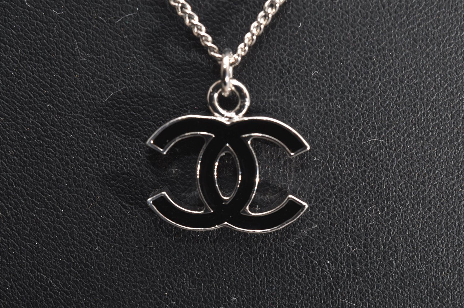 Authentic CHANEL CoCo Mark Silver Tone Chain Pendant Necklace Box 3092J