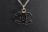 Authentic CHANEL CoCo Mark Silver Tone Chain Pendant Necklace Box 3092J