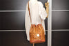 Authentic MCM Visetos Leather Vintage Shoulder Drawstring Bag Purse Brown 3093J