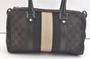 Authentic GUCCI Sherry Line Hand Bag GG Canvas Leather 0000851 Black 3093K