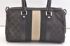 Authentic GUCCI Sherry Line Hand Bag GG Canvas Leather 0000851 Black 3093K