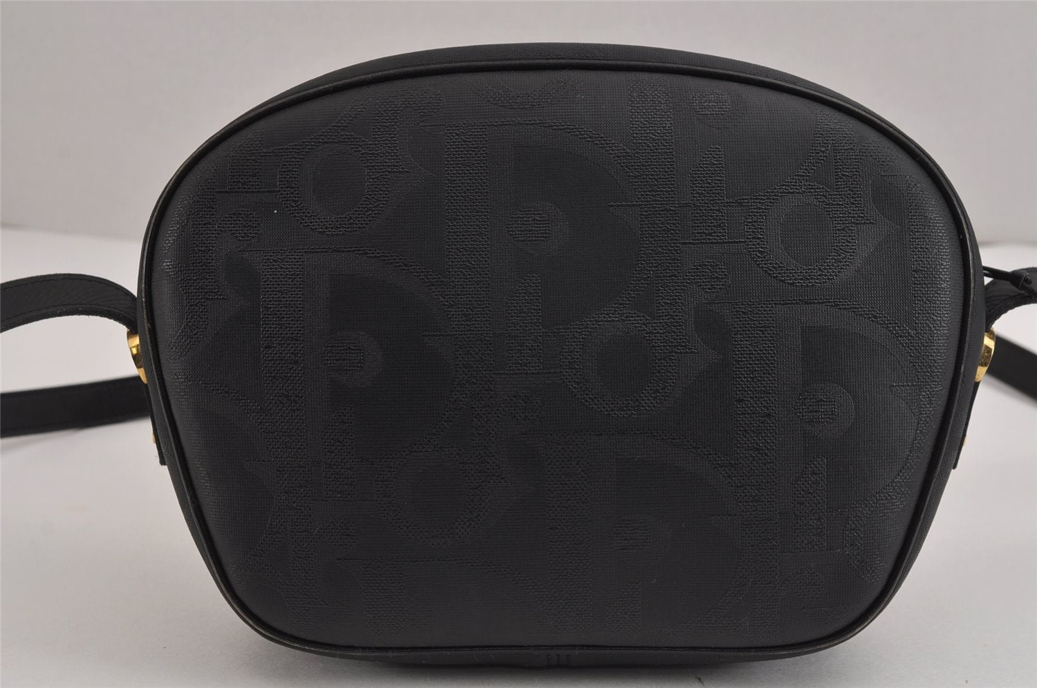 Authentic Christian Dior Trotter Shoulder Cross Bag PVC Leather Black 3094J