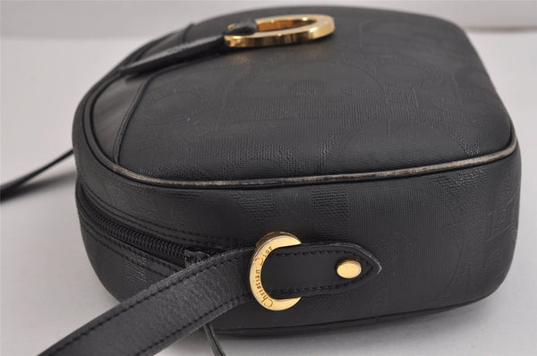 Authentic Christian Dior Trotter Shoulder Cross Bag PVC Leather Black 3094J