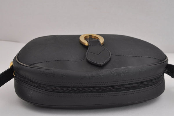 Authentic Christian Dior Trotter Shoulder Cross Bag PVC Leather Black 3094J