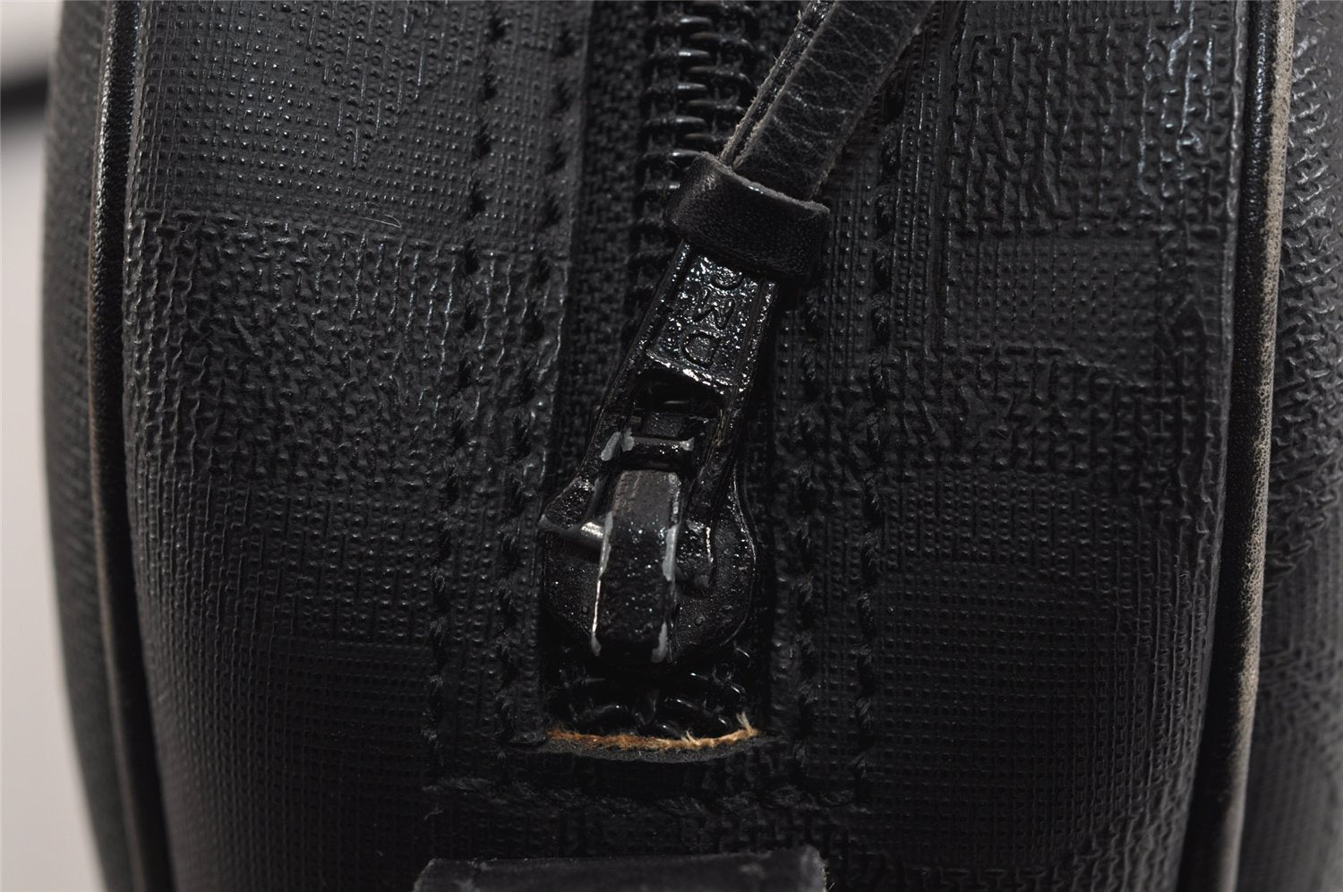 Authentic Christian Dior Trotter Shoulder Cross Bag PVC Leather Black 3094J