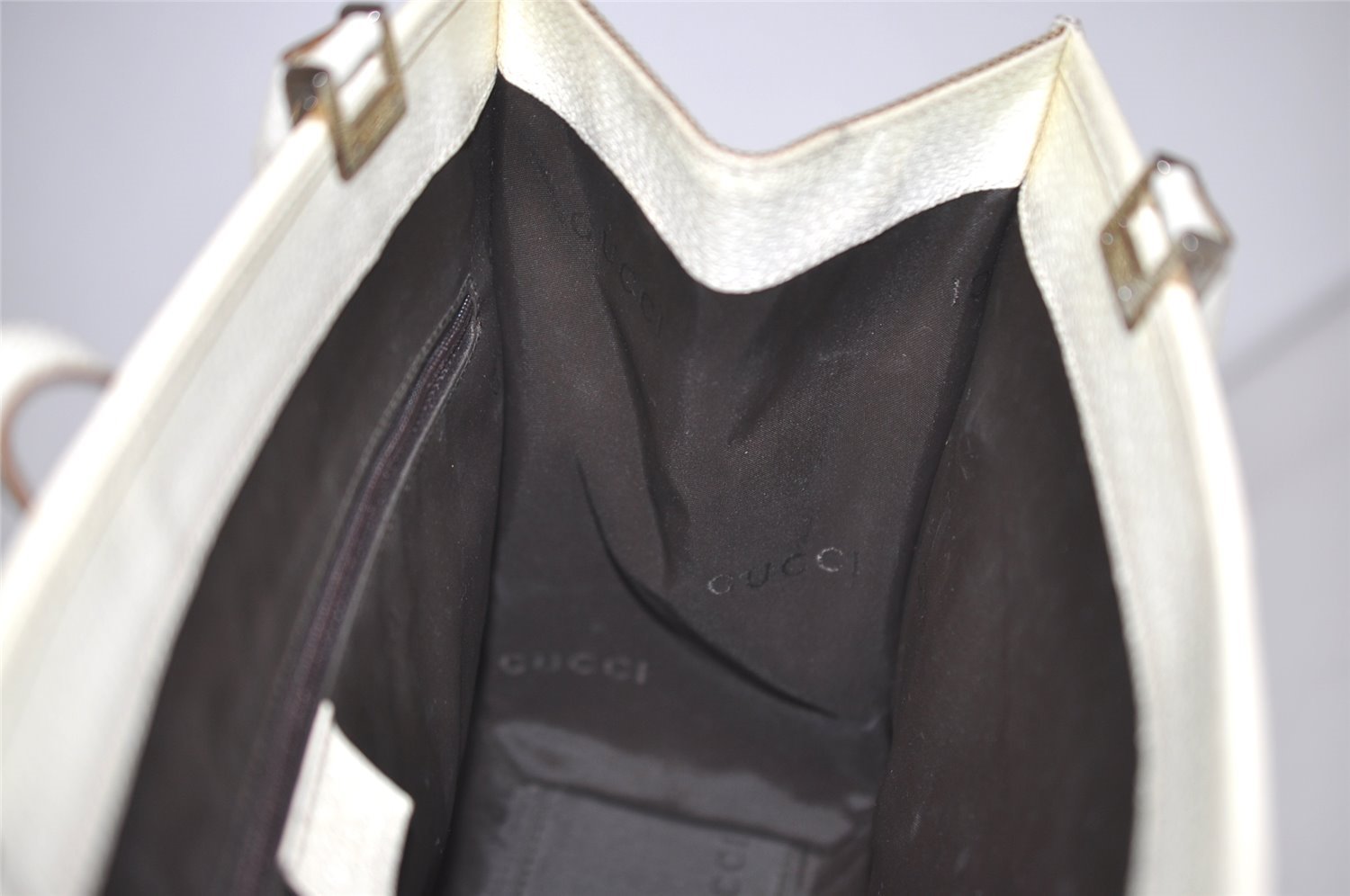 Authentic GUCCI Jackie Shoulder Hand Bag GG Canvas Leather 0021073 Beige 3095I