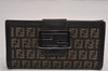 Authentic FENDI Zucchino Vintage Long Wallet Purse Canvas Leather Brown 3095J