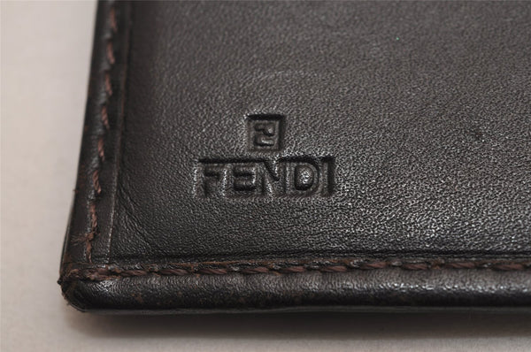 Authentic FENDI Zucchino Vintage Long Wallet Purse Canvas Leather Brown 3095J