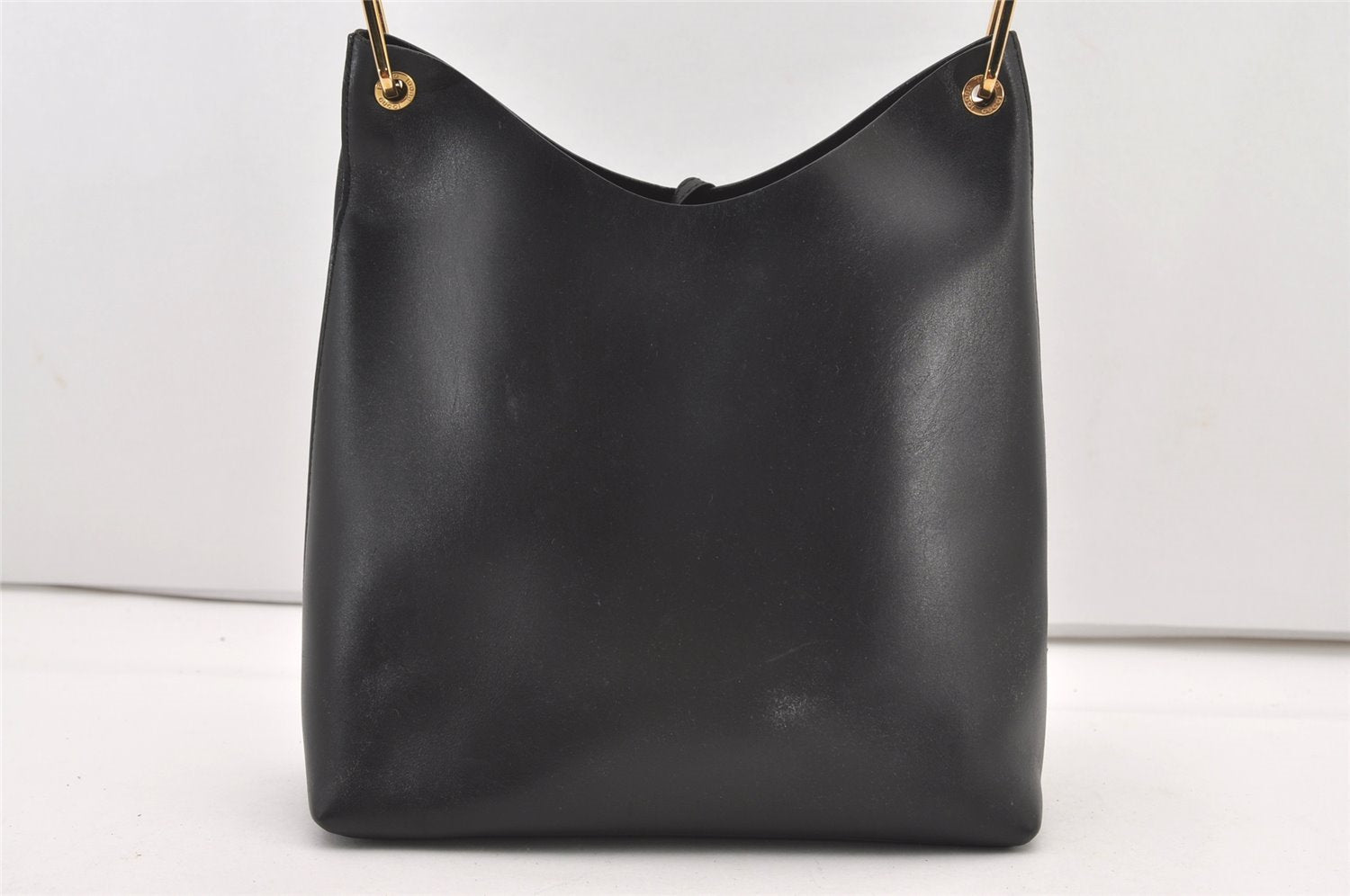 Authentic GUCCI Vintage Bamboo Shoulder Hand Bag Purse Nylon Leather Black 3096J