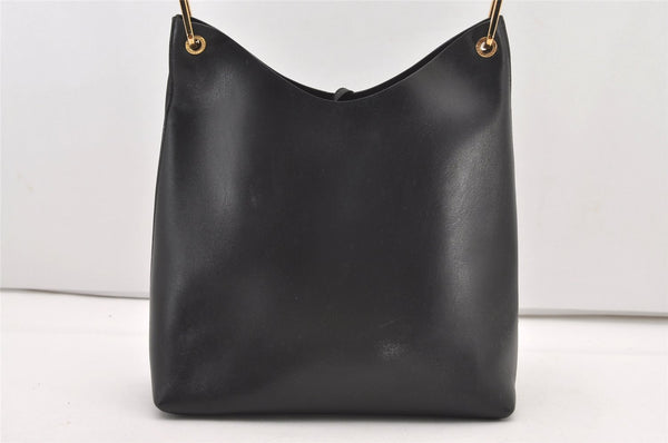 Authentic GUCCI Vintage Bamboo Shoulder Hand Bag Purse Nylon Leather Black 3096J