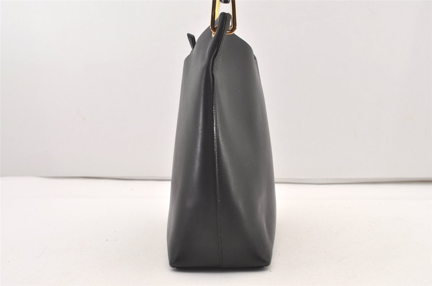 Authentic GUCCI Vintage Bamboo Shoulder Hand Bag Purse Nylon Leather Black 3096J