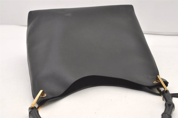 Authentic GUCCI Vintage Bamboo Shoulder Hand Bag Purse Nylon Leather Black 3096J