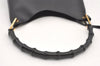 Authentic GUCCI Vintage Bamboo Shoulder Hand Bag Purse Nylon Leather Black 3096J