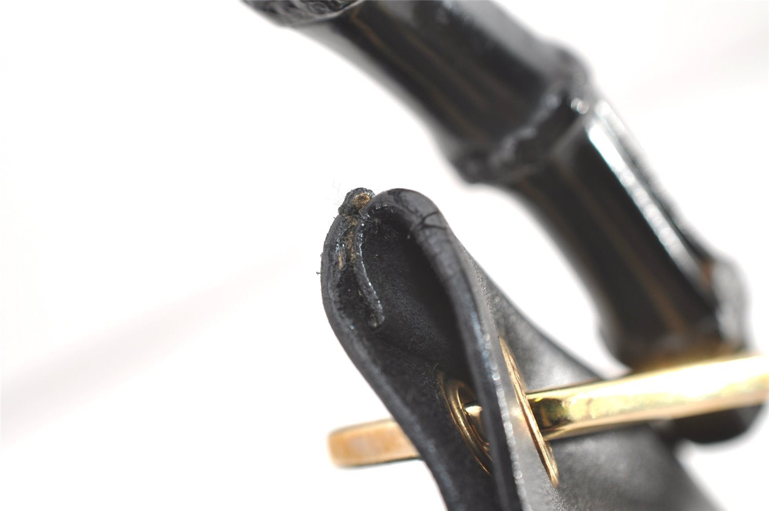 Authentic GUCCI Vintage Bamboo Shoulder Hand Bag Purse Nylon Leather Black 3096J