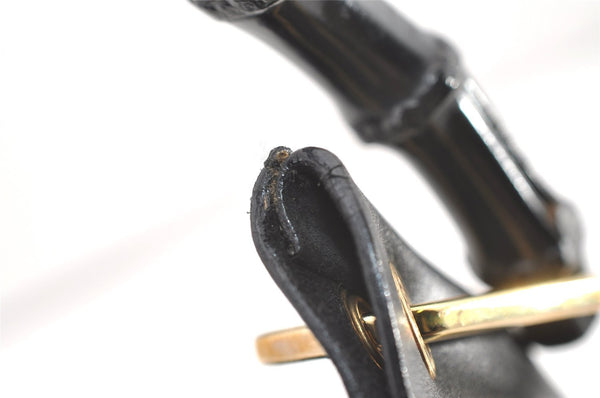 Authentic GUCCI Vintage Bamboo Shoulder Hand Bag Purse Nylon Leather Black 3096J