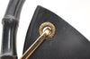 Authentic GUCCI Vintage Bamboo Shoulder Hand Bag Purse Nylon Leather Black 3096J