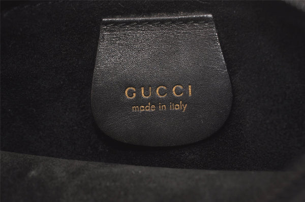 Authentic GUCCI Vintage Bamboo Shoulder Hand Bag Purse Nylon Leather Black 3096J