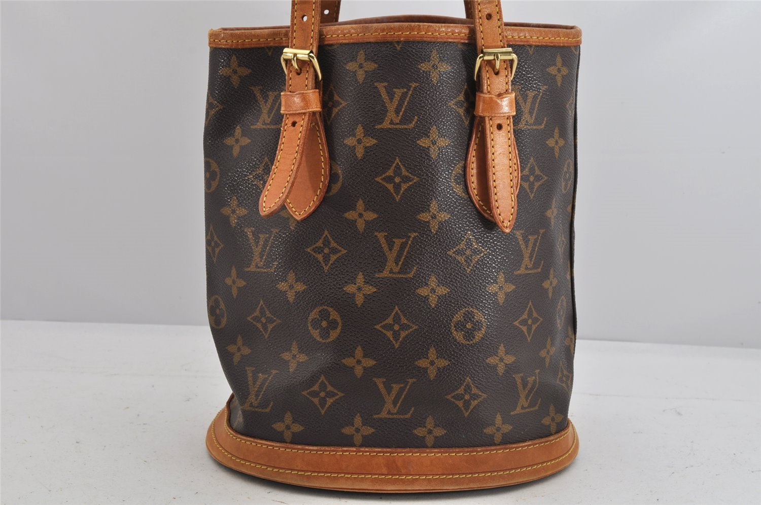 Authentic Louis Vuitton Monogram Bucket PM Shoulder Tote Bag M42238 Junk 3096K