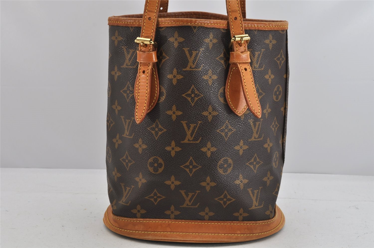 Authentic Louis Vuitton Monogram Bucket PM Shoulder Tote Bag M42238 Junk 3096K